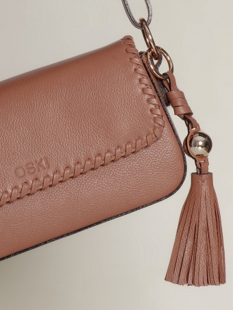 Bolsa Betina OSKI Couro Legítimo Caramelo