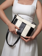 Bolsa Ellen OSKI Couro Bicolor Marfim/Preto