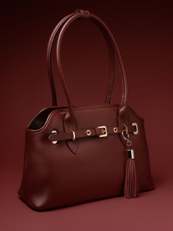 Bolsa Sílvia OSKI Couro Legítimo Bordo  70042.26