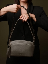 Bolsa Tiracolo Laura em Couro Legítimo Oliva