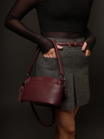 Bolsa Tiracolo Laura em Couro Legítimo Oliva