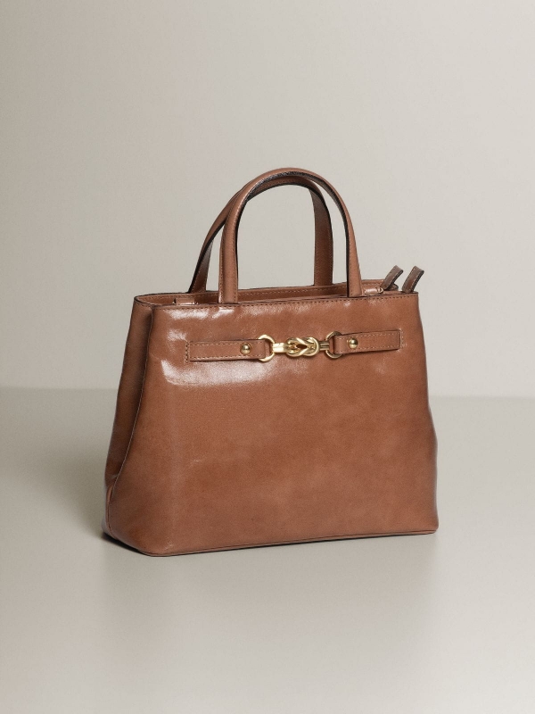 Bolsa Alba OSKI Couro Legítimo Caramelo Fivela