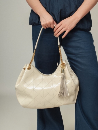 Bolsa Margot OSKI Couro Legítimo Marfim