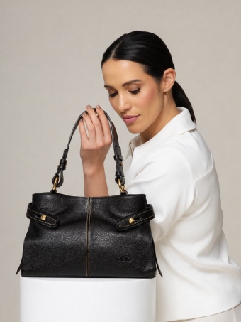 Bolsa Manuela OSKI Couro Legítimo Preto