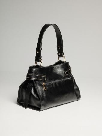 Bolsa Manuela OSKI Couro Legítimo Preto