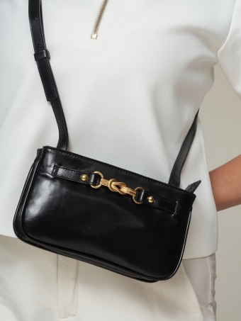 Bolsa Lis OSKI Couro Preto Fivela