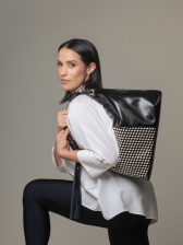 Bolsa Paola OSKI Couro Legítimo Marfim e Preto