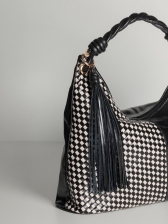 Bolsa Paola OSKI Couro Legítimo Marfim e Preto