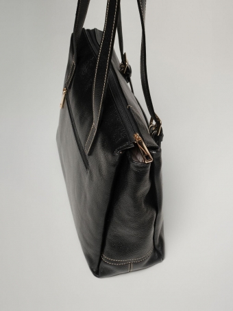 Bolsa Verona OSKI Couro Preto Fivelas