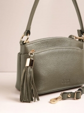 Bolsa Tiracolo Laura em Couro Legítimo Oliva